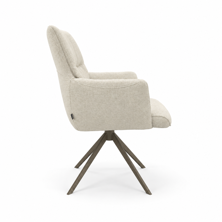 Chaise à manger Flavia - Garde 05 Tissu beige & Espresso Base pivotante - 62 x 69 x 91 cm