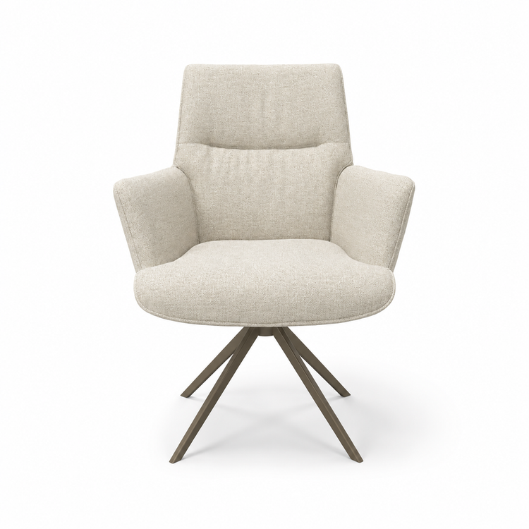Chaise à manger Flavia - Garde 05 Tissu beige & Espresso Base pivotante - 62 x 69 x 91 cm