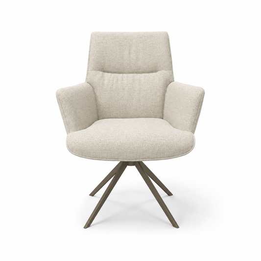 Chaise à manger Flavia - Garde 05 Tissu beige & Espresso Base pivotante - 62 x 69 x 91 cm
