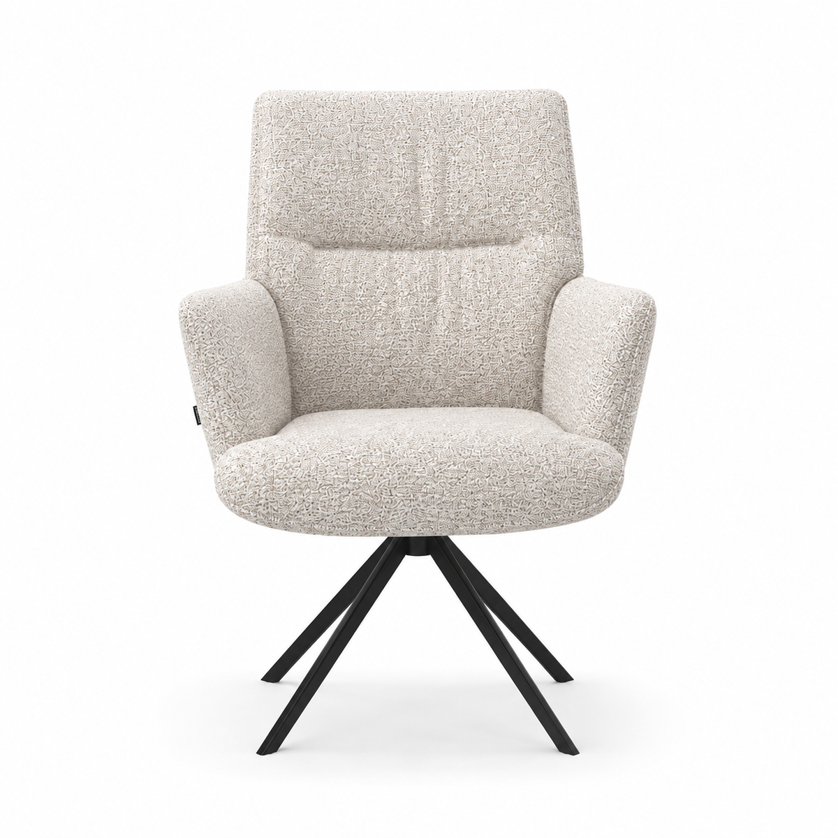 Chaise à manger Flavia - Oasis 91 Tissu Bisque et base pivotante noire - 62 x 69 x 91 cm