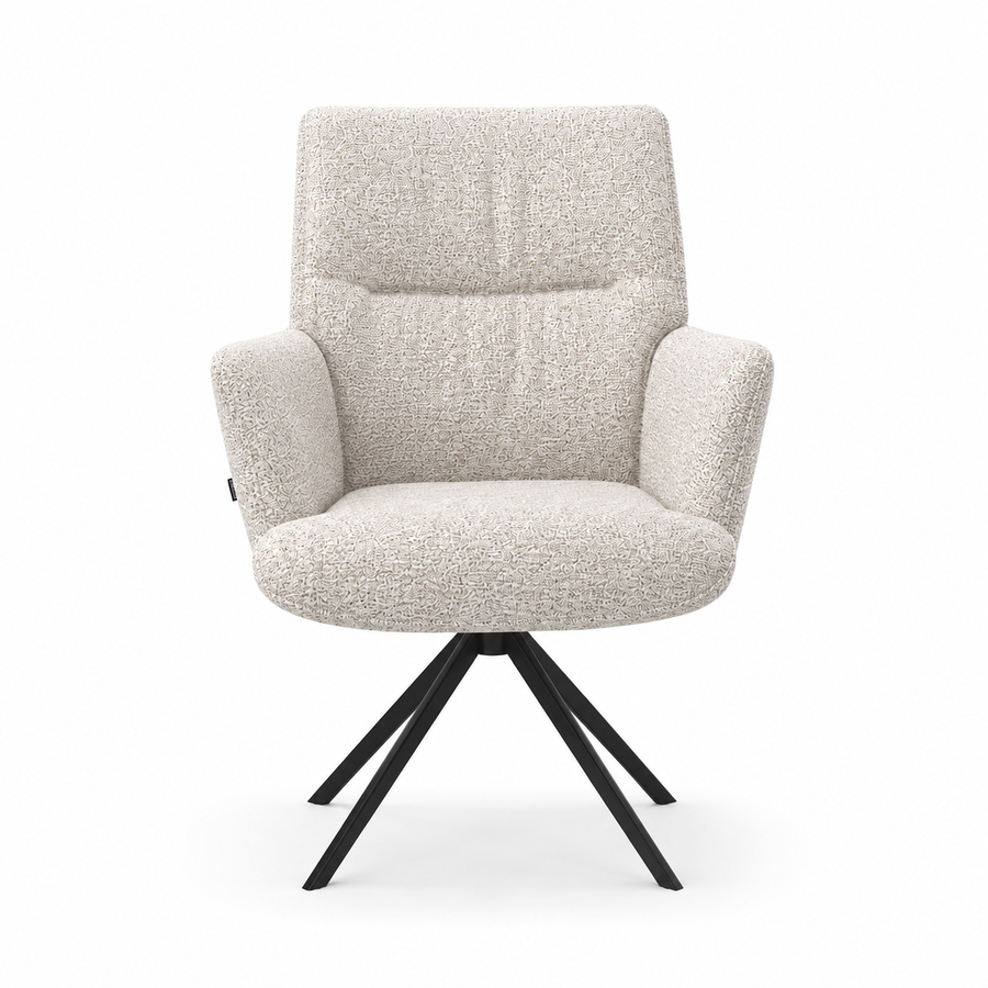 Dining Chair Flavia - Oasis 91 Bisque Fabric & Black Swivel Base - 62 x 69 x 91 cm
