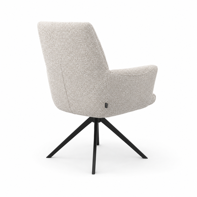 Chaise à manger Flavia - Oasis 91 Tissu Bisque et base pivotante noire - 62 x 69 x 91 cm