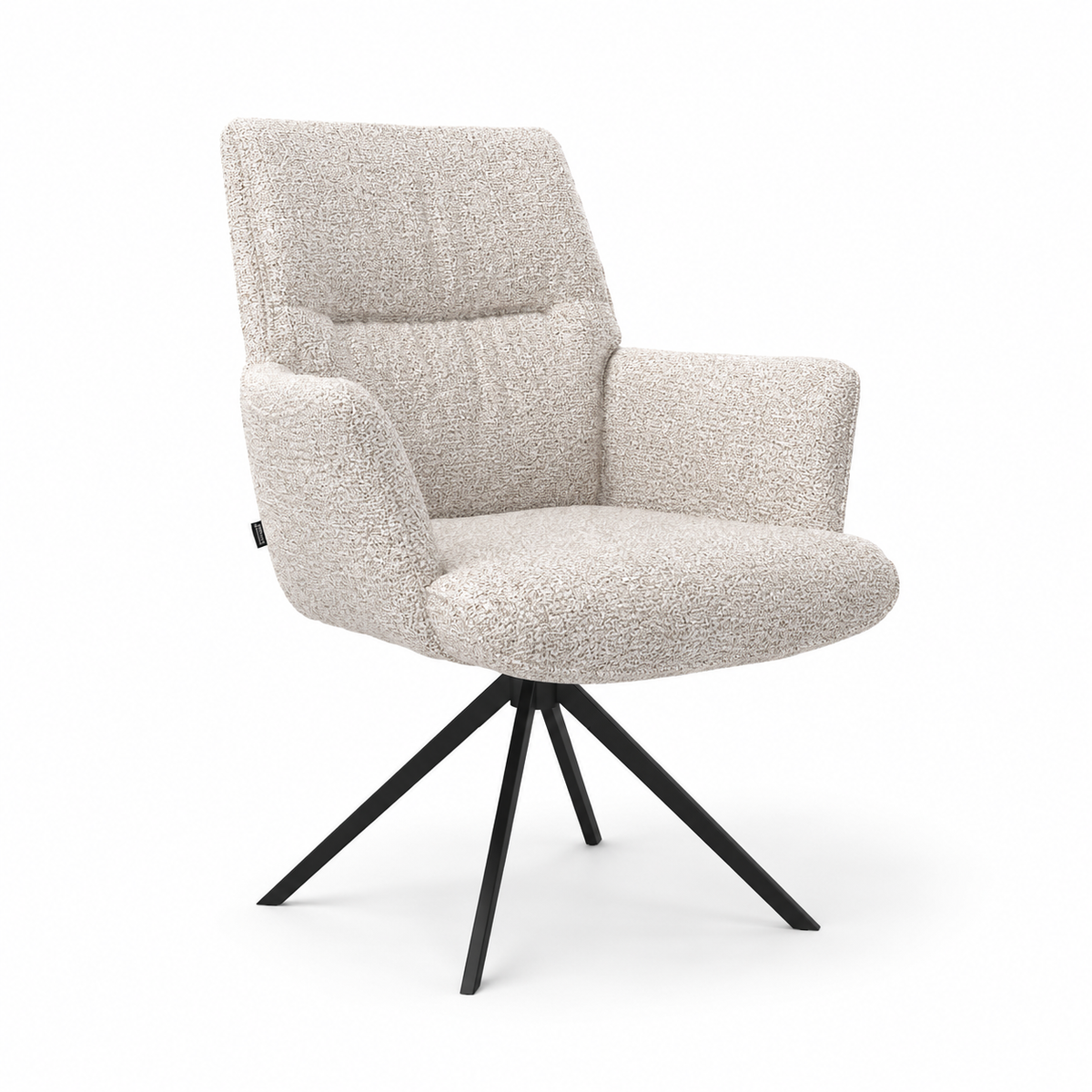 Chaise à manger Flavia - Oasis 91 Tissu Bisque et base pivotante noire - 62 x 69 x 91 cm