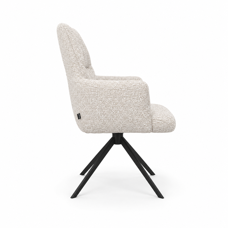 Chaise à manger Flavia - Oasis 91 Tissu Bisque et base pivotante noire - 62 x 69 x 91 cm