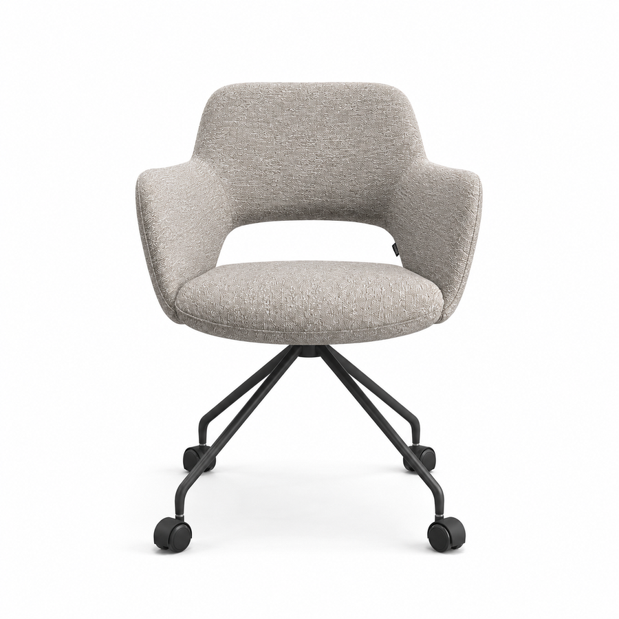 Dining Chair Jolly Wing 12 Fabric with Black Metal Base & Castors – 59.5 x 61.5 x 81.5 cm
