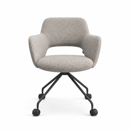 Chaise à manger Jolly Wing 12 Tissu avec base en métal noir et roulettes - 59,5 x 61,5 x 81,5 cm