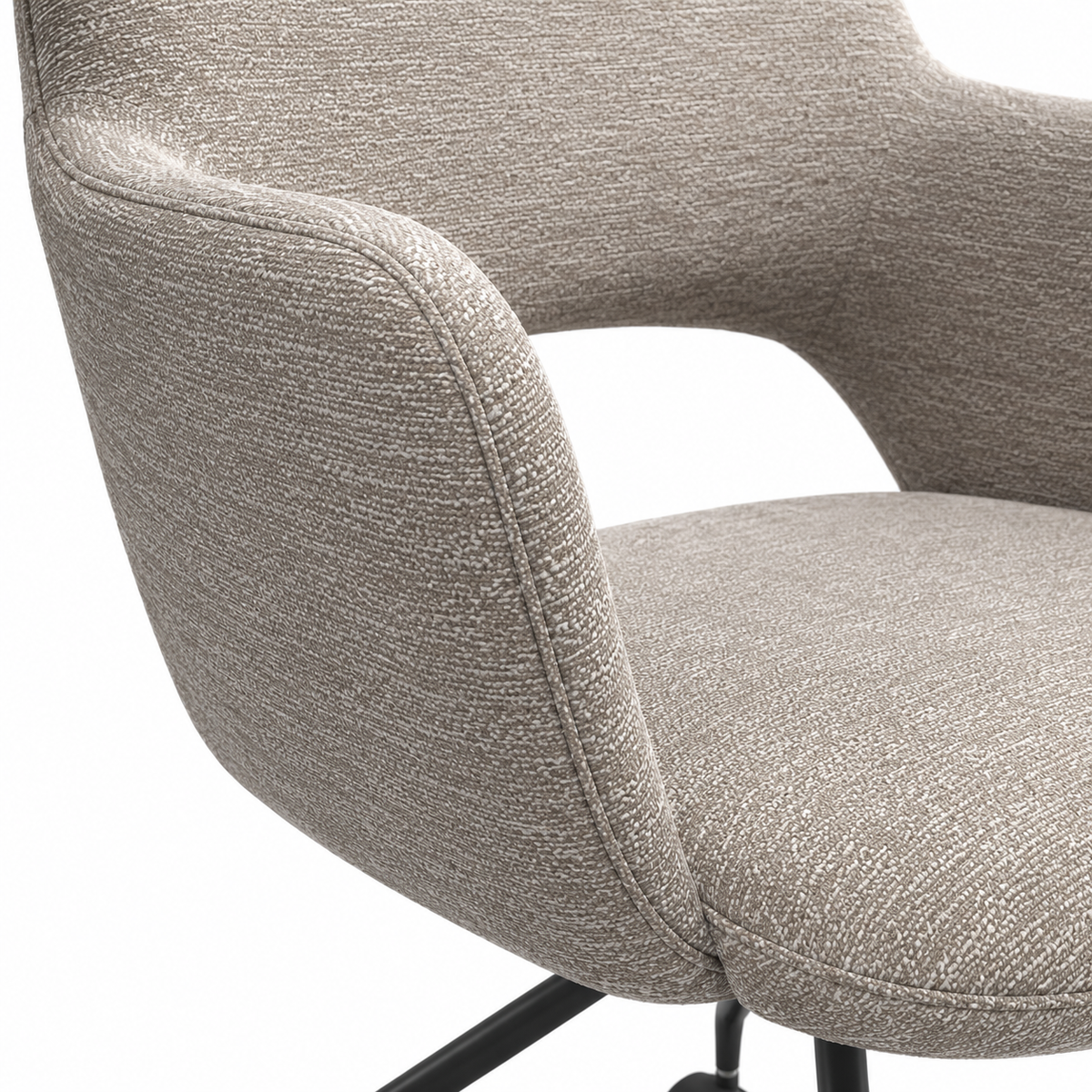 Speisestuhl Jolly Wing 12 Stoff mit Black Metal Base & Castors - 59,5 x 61,5 x 81,5 cm