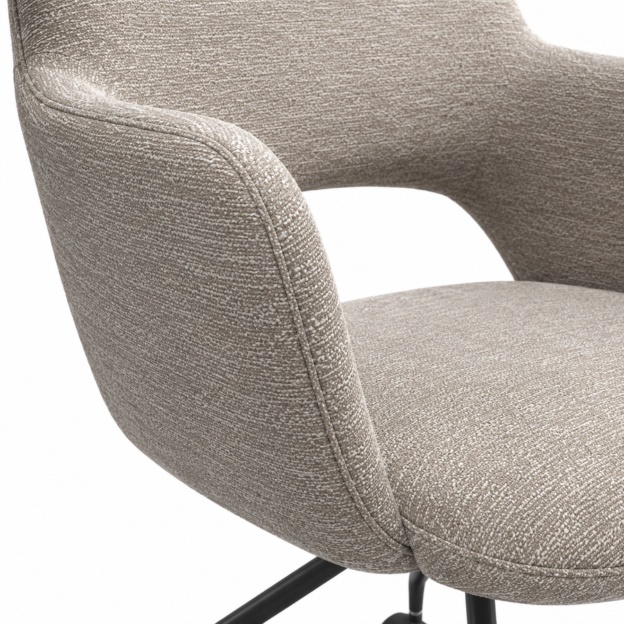Dining Chair Jolly Wing 12 Fabric with Black Metal Base & Castors – 59.5 x 61.5 x 81.5 cm