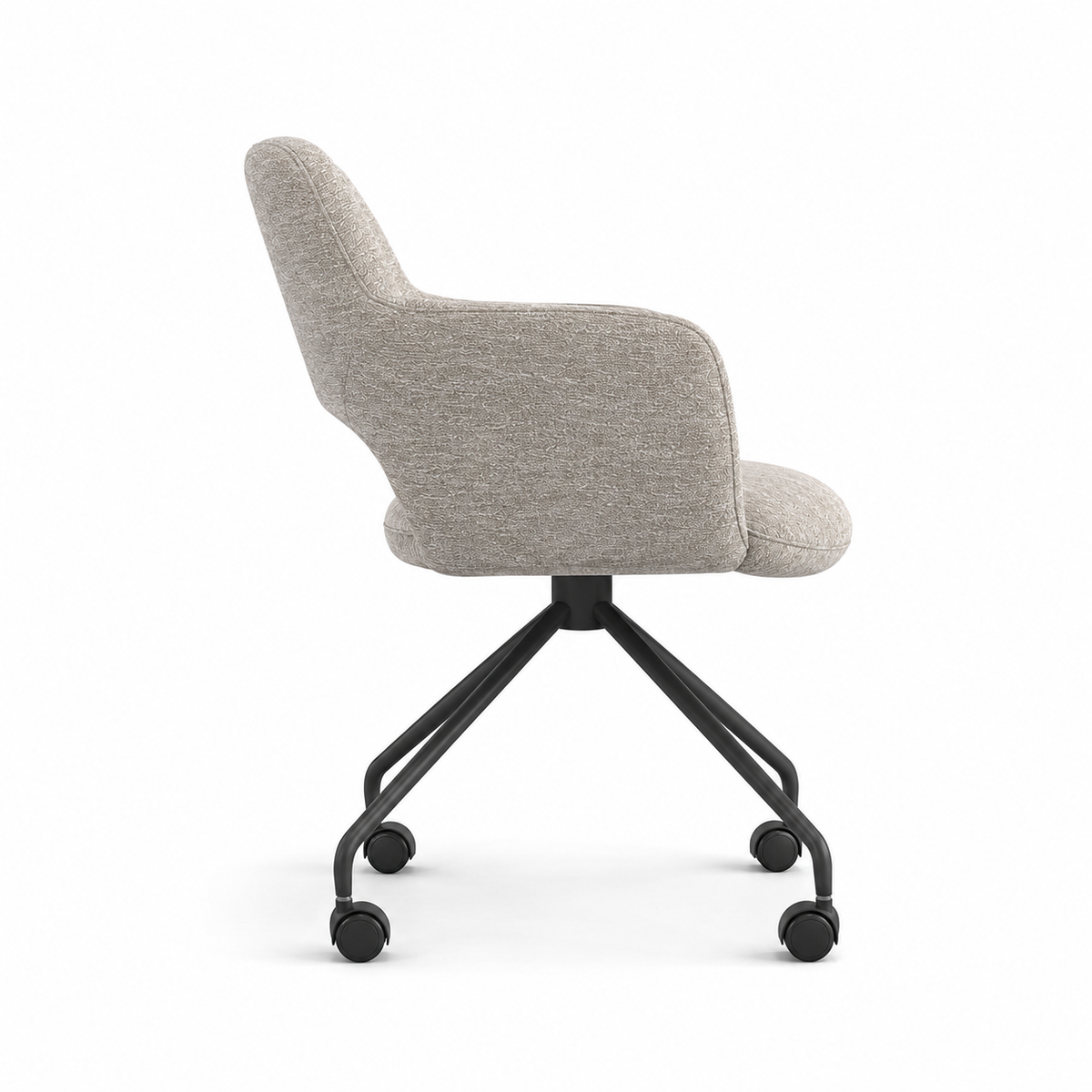 Speisestuhl Jolly Wing 12 Stoff mit Black Metal Base & Castors - 59,5 x 61,5 x 81,5 cm