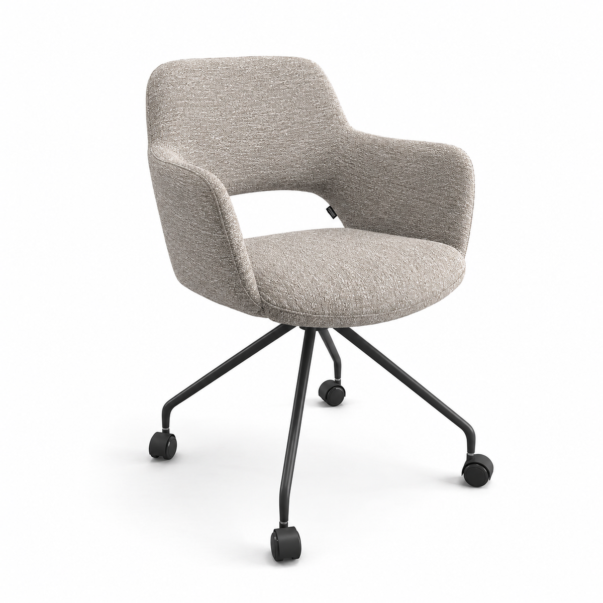 Speisestuhl Jolly Wing 12 Stoff mit Black Metal Base & Castors - 59,5 x 61,5 x 81,5 cm