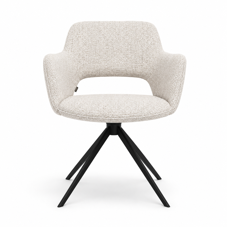 Chaise à manger Julien - Tissu Oasis 01 - Base pivotante noire - 59 x 59 x 81 cm