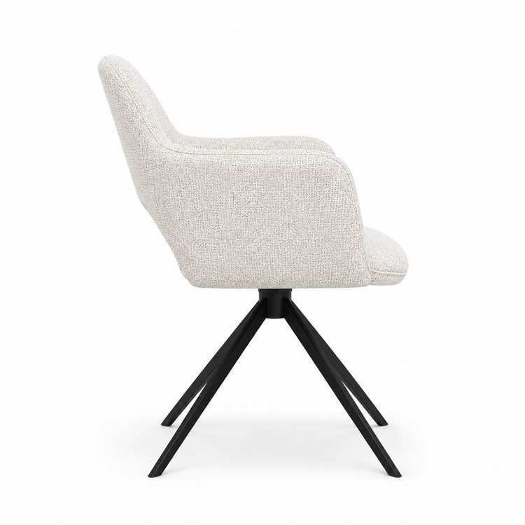 Chaise à manger Julien - Tissu Oasis 01 - Base pivotante noire - 59 x 59 x 81 cm