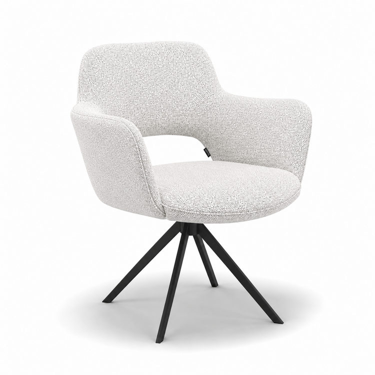 Chaise à manger Julien - Tissu escarpé 110 - Base pivotante noire - 59 x 59 x 81 cm