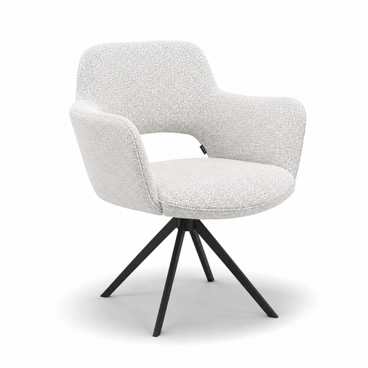 Chaise à manger Julien - Tissu escarpé 110 - Base pivotante noire - 59 x 59 x 81 cm