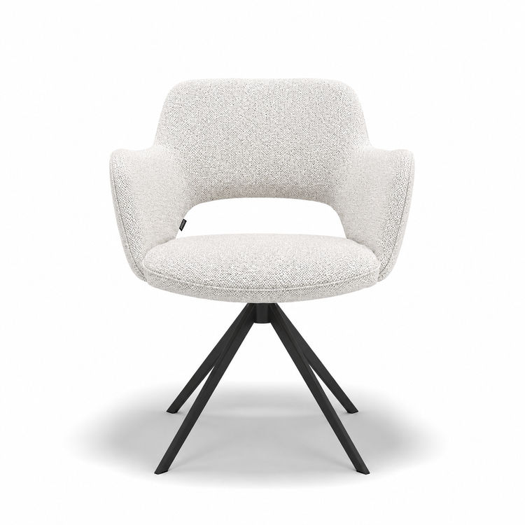 Chaise à manger Julien - Tissu escarpé 110 - Base pivotante noire - 59 x 59 x 81 cm