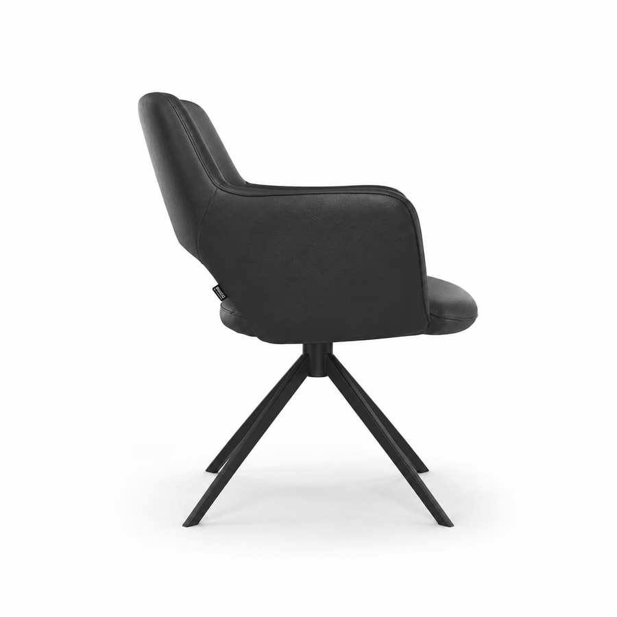 Dining Chair Julien Leather A804 Black with Swivel Base - 59 x 59 x 81 cm