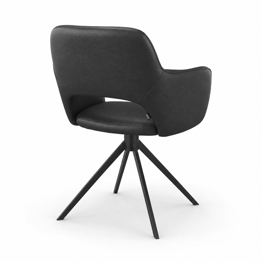 Dining Chair Julien Leather A804 Black with Swivel Base - 59 x 59 x 81 cm