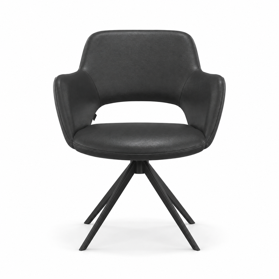 Dining Chair Julien Leather A804 Black with Swivel Base - 59 x 59 x 81 cm
