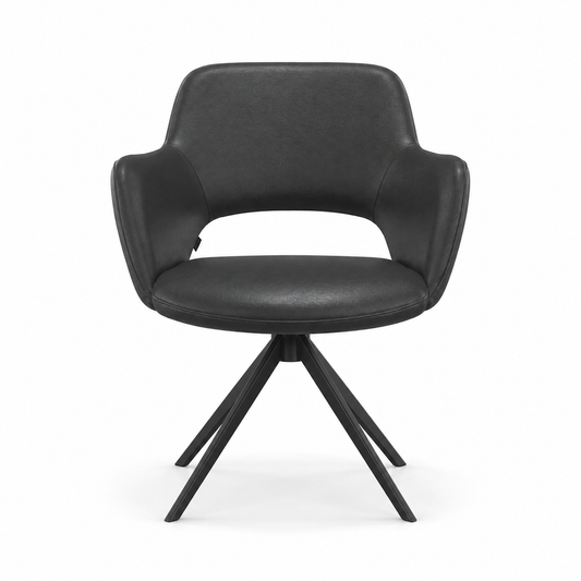 Chaise à manger Julien cuir A804 noir avec base pivotante - 59 x 59 x 81 cm