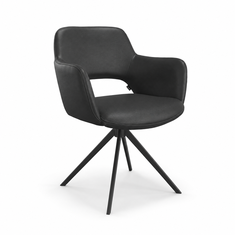 Dining Chair Julien Leather A804 Black with Swivel Base - 59 x 59 x 81 cm