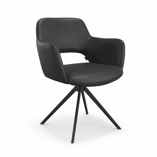 Chaise à manger Julien cuir A804 noir avec base pivotante - 59 x 59 x 81 cm