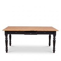 Dining Table Chablis in black with oak top, front view, 160 x 90 x 78 cm