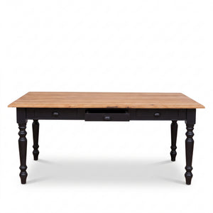 Dining Table - Chablis - Solid Wood - 160 x 90 x 78 cm - Black with Oak Top