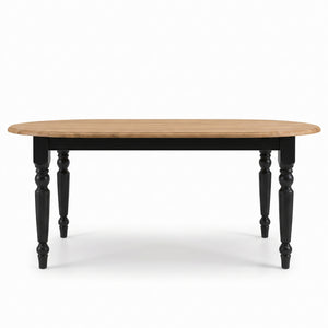 Esstisch - Givry - Massivkiefer - 180 x 120 x 78 cm - Schwarz mit Eichenplatte