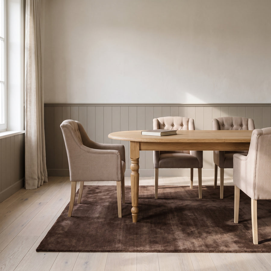 Dining Table Givry in oak, in an interior, 180 x 120 x 78 cm