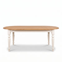 Dining Table Givry in white with oak top, front view, 180 x 120 x 78 cm