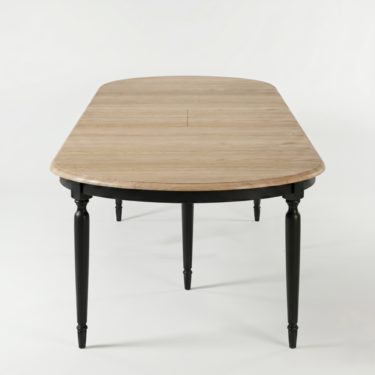 Mesa de Comedor Orlan - E x tendable - Negro y Tablero de Roble - 170-370 x 130 x 77 cm