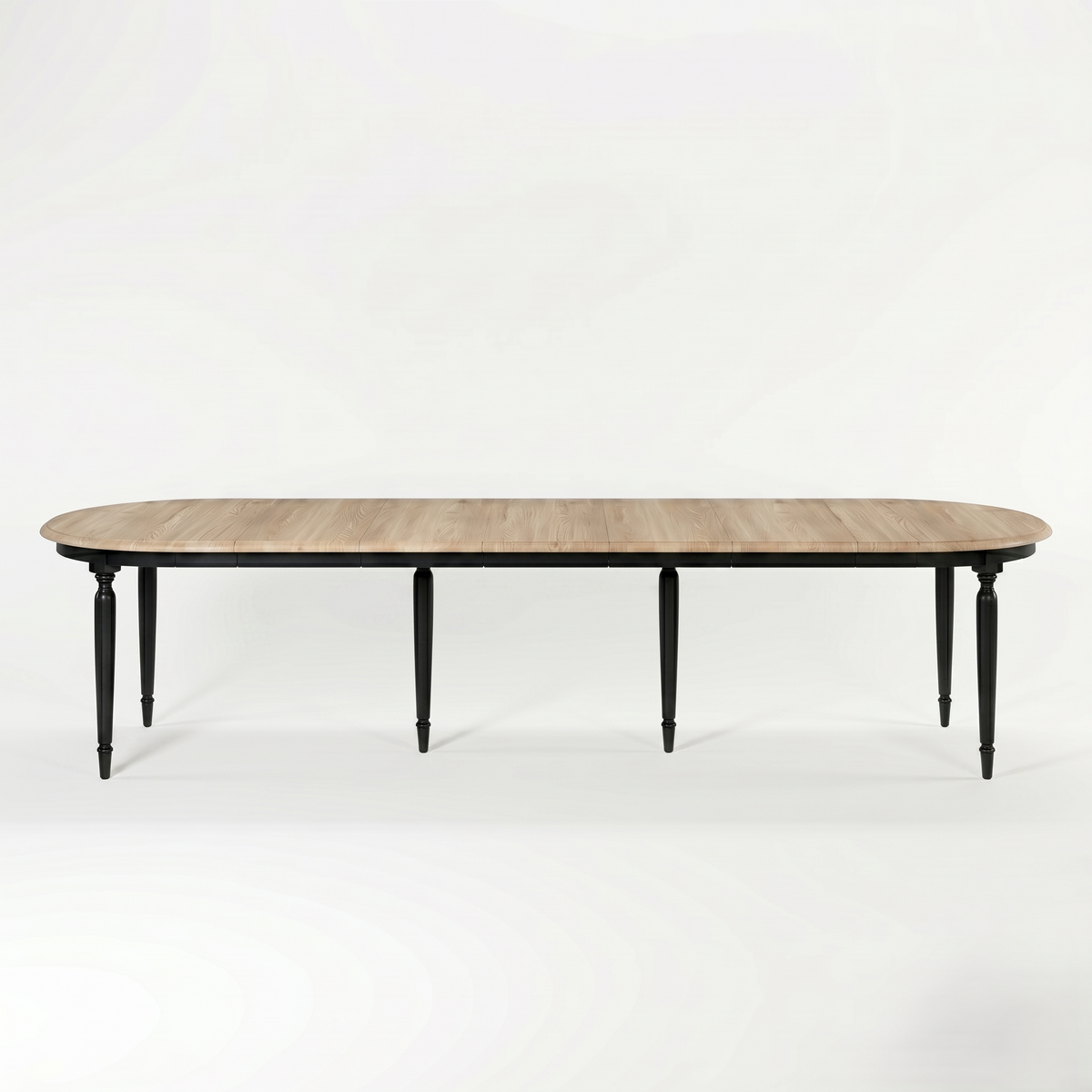 Mesa de Comedor Orlan - E x tendable - Negro y Tablero de Roble - 170-370 x 130 x 77 cm