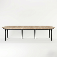 Table de salle à manger Orlan - Extensible - Noir & Chêne Top - 170 to 370 x 130 x 77 cm