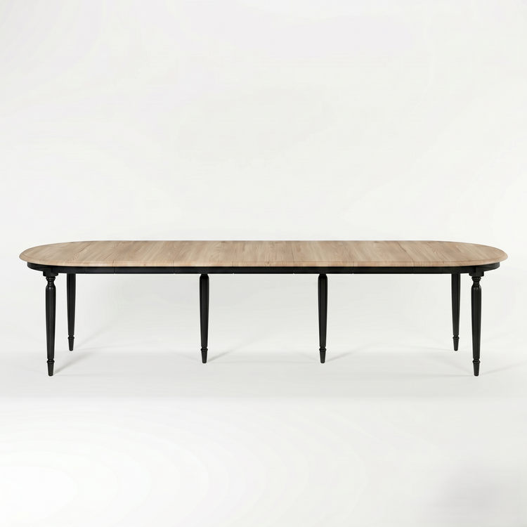 Mesa de Comedor Orlan - E x tendable - Negro y Tablero de Roble - 170-370 x 130 x 77 cm