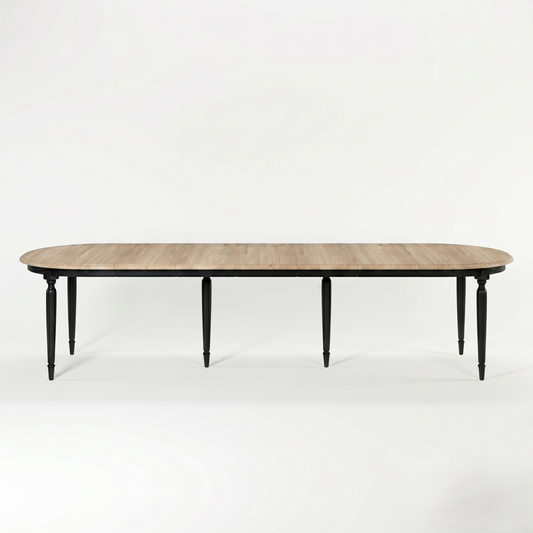 Esstisch Orlan - Ausziehbar - Schwarz & Eichenplatte - 170-370 x 130 x 77 cm