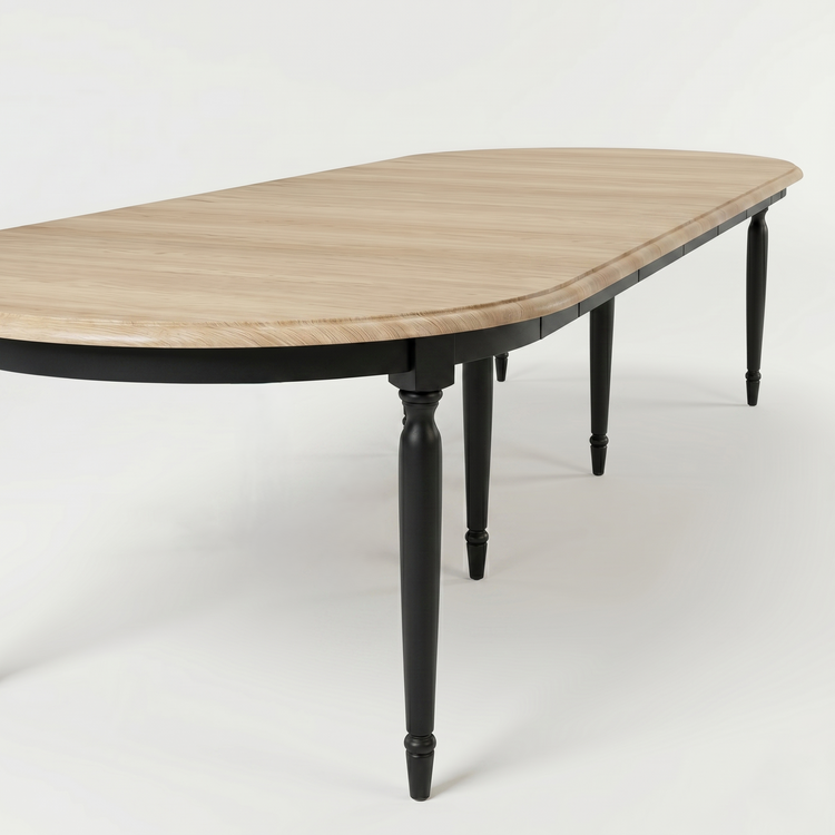 Mesa de Comedor Orlan - E x tendable - Negro y Tablero de Roble - 170-370 x 130 x 77 cm
