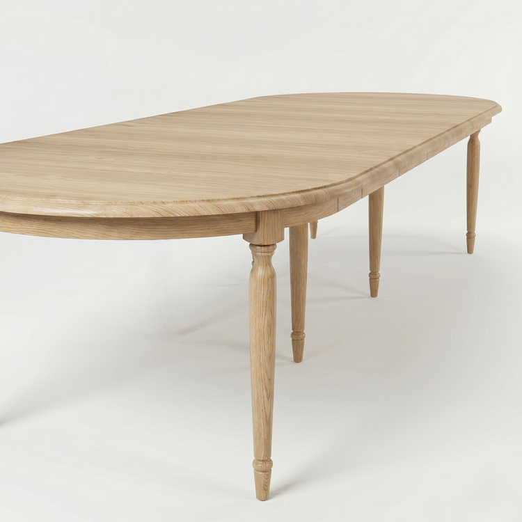 Mesa de Comedor Orlan - Extensible - Roble Macizo - 170-370 x 130 x 77 cm