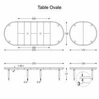 Table de salle à manger Orlan - Extensible - Noir & Chêne Top - 170 to 370 x 130 x 77 cm