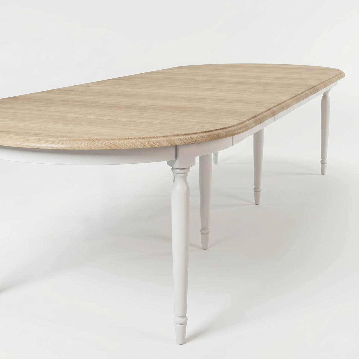 Mesa de Comedor Orlan - Extensible - Blanco y Tablero de Roble - 170-370 x 130 x 77 cm