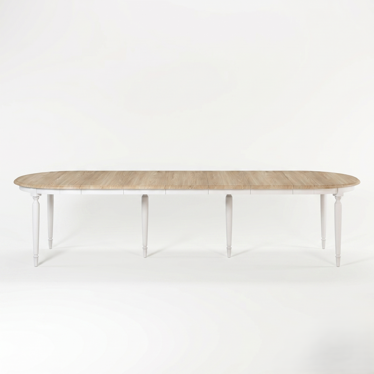 Mesa de Comedor Orlan - Extensible - Blanco y Tablero de Roble - 170-370 x 130 x 77 cm