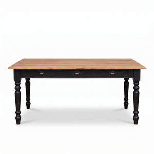 Esstisch - Pommard - Massivkiefer - 180 x 90 x 78 cm - Schwarz mit Eichenplatte