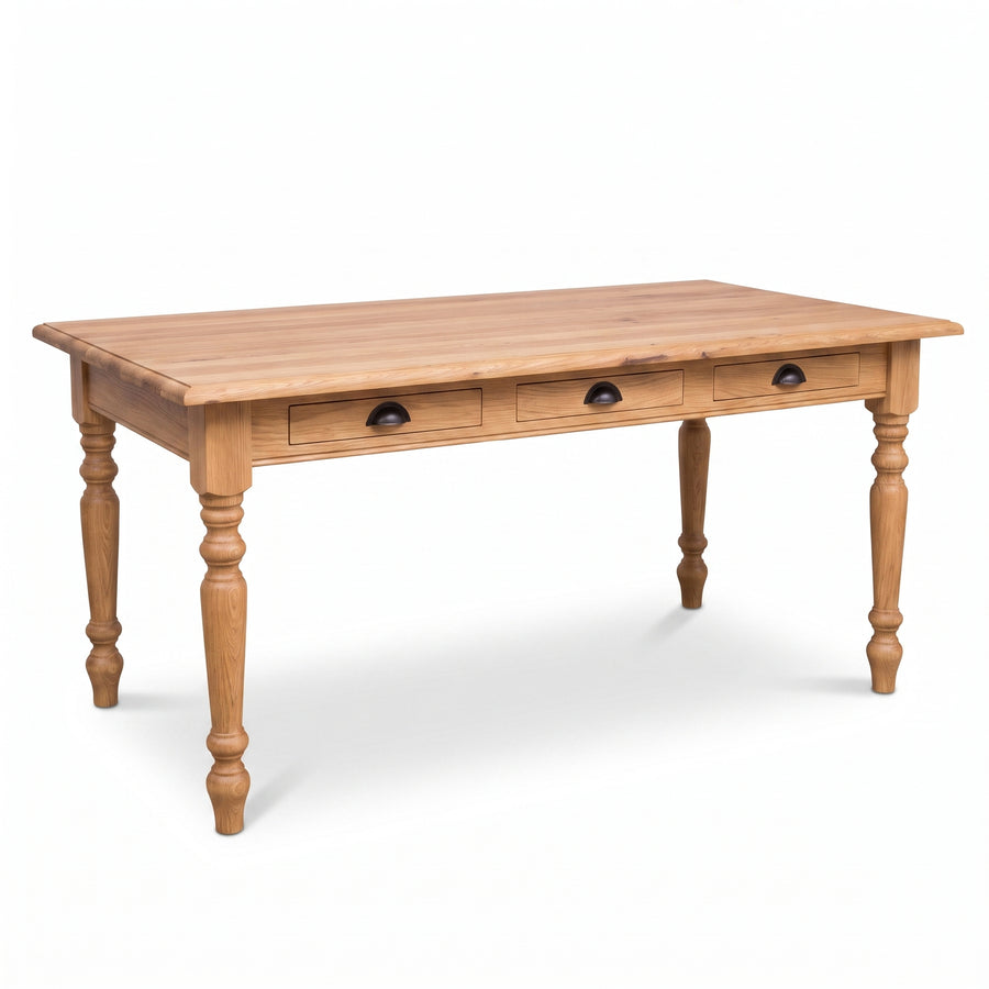 Dining Table Pommard in oak, three-quarter view from the front left, 180 x 90 x 78 cm