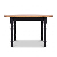 Dining Table Santenay in black with oak top, front view, 160 x 120 x 78 cm