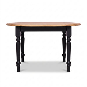 Table à manger - Santenay - Pin Massif - 160 x 120 x 78 cm - Noir avec plateau en chêne