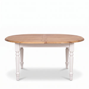 Table à manger - Santenay - Pin Massif - 160 x 120 x 78 cm - Blanc avec plateau en chêne