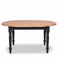 Dining Table Volnay in black with oak top, front view, 160 x 120 x 78 cm