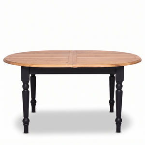 Dining Table - Volnay - Solid Wood - 160 x 120 x 78 cm - Black with Oak Top