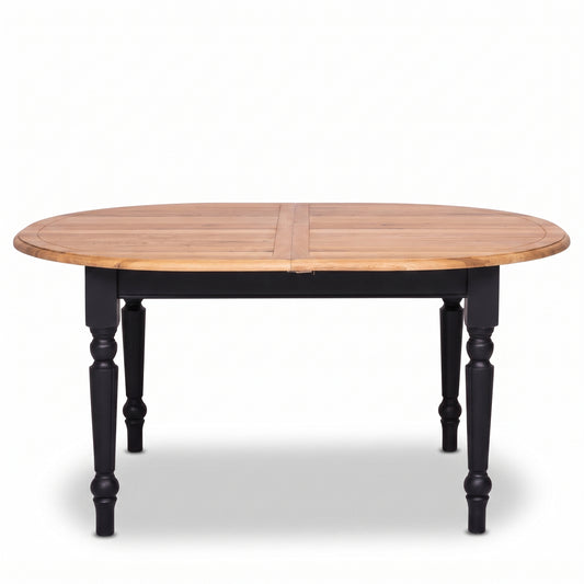 Dining Table Volnay in black with oak top, front view, 160 x 120 x 78 cm