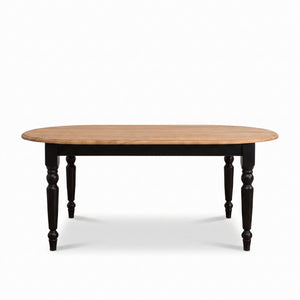 Table à manger - Volnay - Pin Massif - 210 x 120 x 78 cm - Noir avec plateau en chêne
