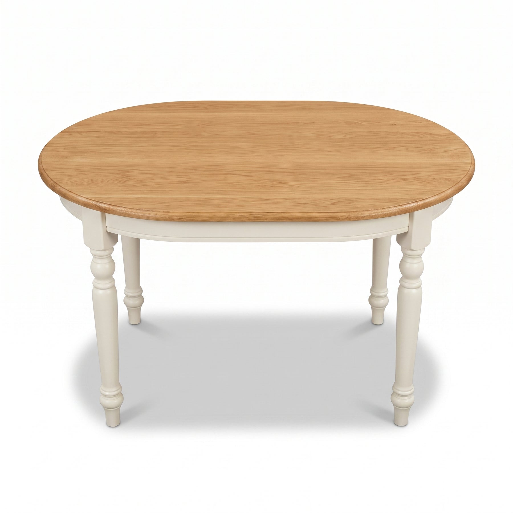 Dining Table Volnay in white with oak top, front view, 210 x 120 x 78 cm